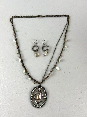 Liz Palacios S.F. Smoky Crystal Necklace and Earrings Set